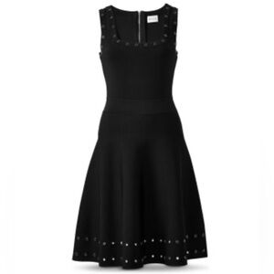 MILLY bodycon black dress with metal grommets, size medium